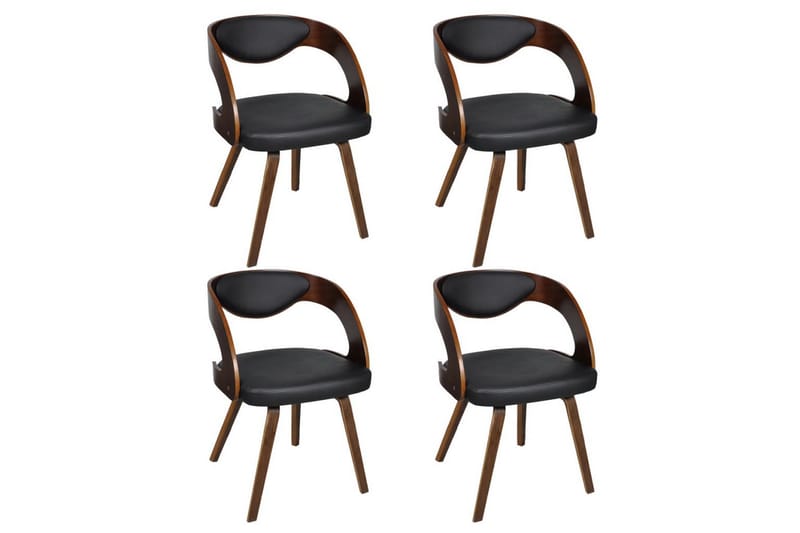 Spisebordsstole 4 Stk. Med Træstel Brun - Brun - Spisebordsstole & køkkenstole - Armstole