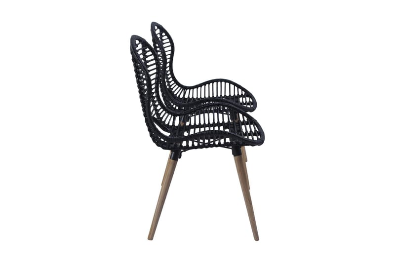 Spisebordsstole 4 Stk. Naturligt Rattan Sort - Sort - Møbler - Stole & lænestole - Armstole