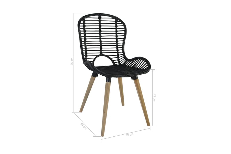 Spisebordsstole 4 Stk. Naturligt Rattan Sort - Sort - Møbler - Stole & lænestole - Armstole