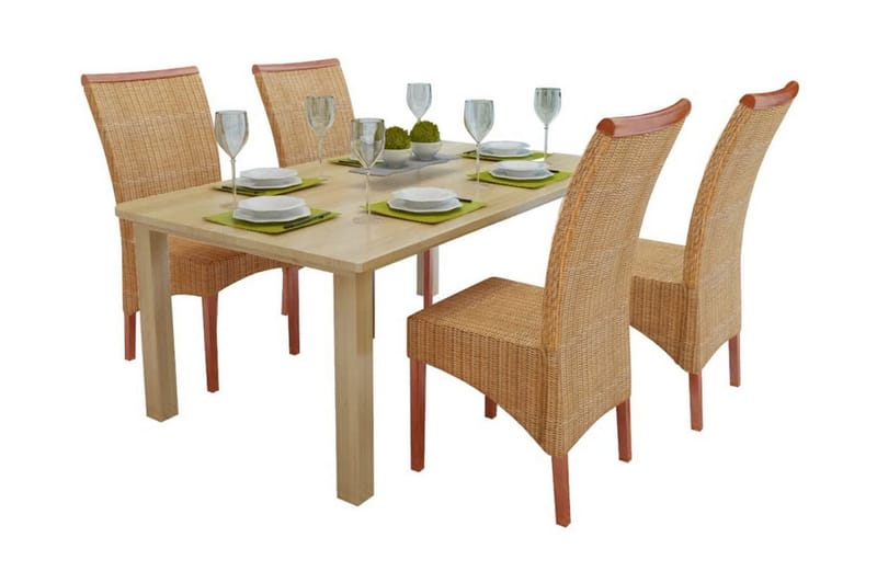 Spisebordsstole 4 Stk. Rattan Brun - Brun - Spisebordsstole & køkkenstole - Armstole