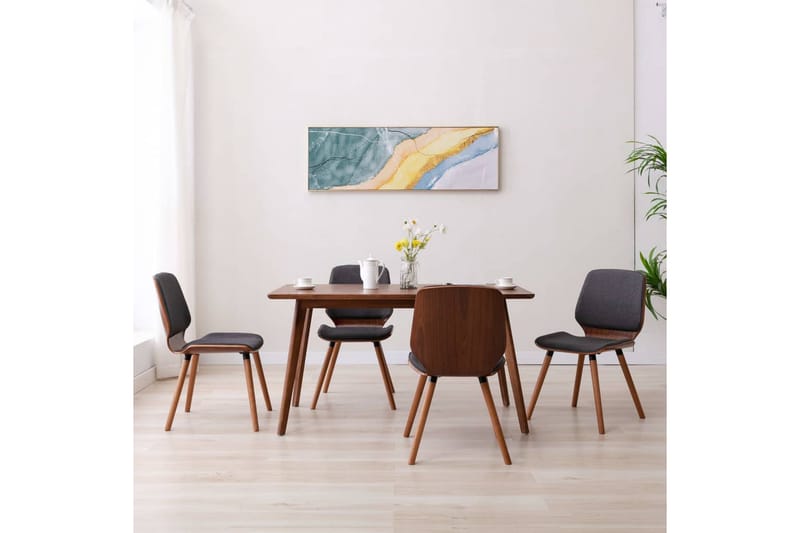 Spisebordsstole 4 Stk. Stof Grå - Grå - Spisebordsstole & køkkenstole - Armstole