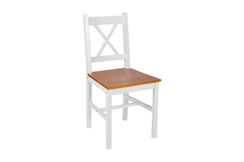 Spisebordsstole 4 Stk. Træ Hvid Og Naturfarvet - Brun - Spisebordsstole & køkkenstole - Armstole