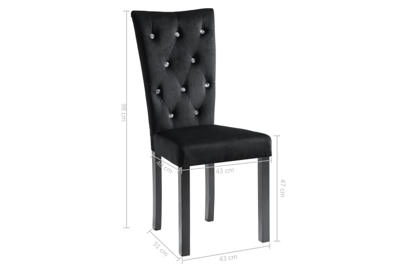 Spisebordsstole 6 Stk. Fløjl Sort - Sort - Møbler - Stole & lænestole - Armstole
