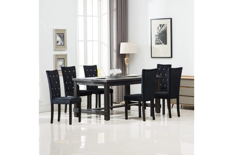 Spisebordsstole 6 Stk. Fløjl Sort - Sort - Spisebordsstole & køkkenstole - Armstole