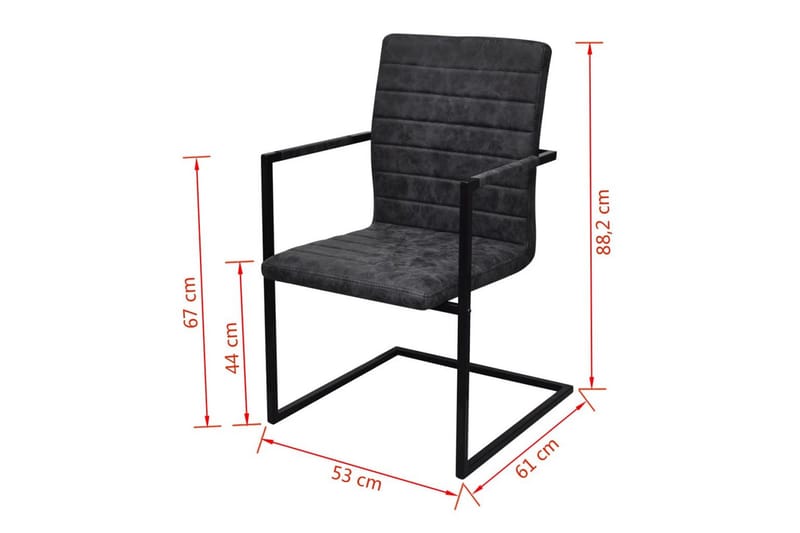 Spisebordsstole 6 Stk. Fritbærende Sort - Sort - Møbler - Stole & lænestole - Armstole