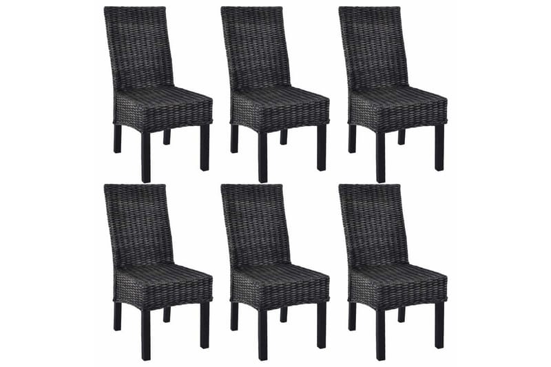 Spisebordsstole 6 Stk. Kubu-Rattan Og Mangotræ Sort - Sort - Møbler - Stole & lænestole - Armstole