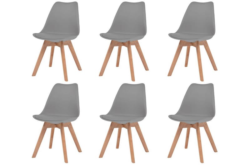 Spisebordsstole 6 Stk. Kunstlæder Massivt Træ Grå - Grå - Spisebordsstole & køkkenstole - Armstole