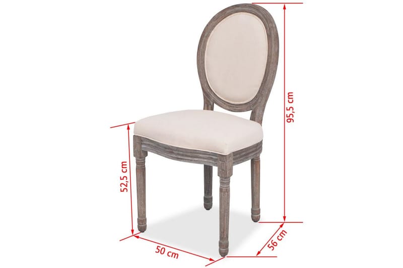 Spisebordsstole 6 Stk. Linned - Creme - Spisebordsstole & køkkenstole - Armstole