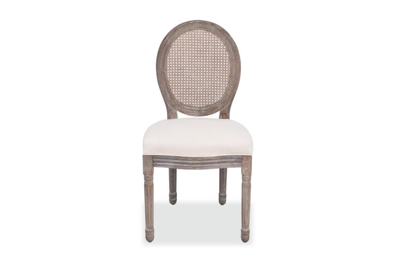 Spisebordsstole 6 Stk. Linned Og Rattan - Creme - Spisebordsstole & køkkenstole - Armstole