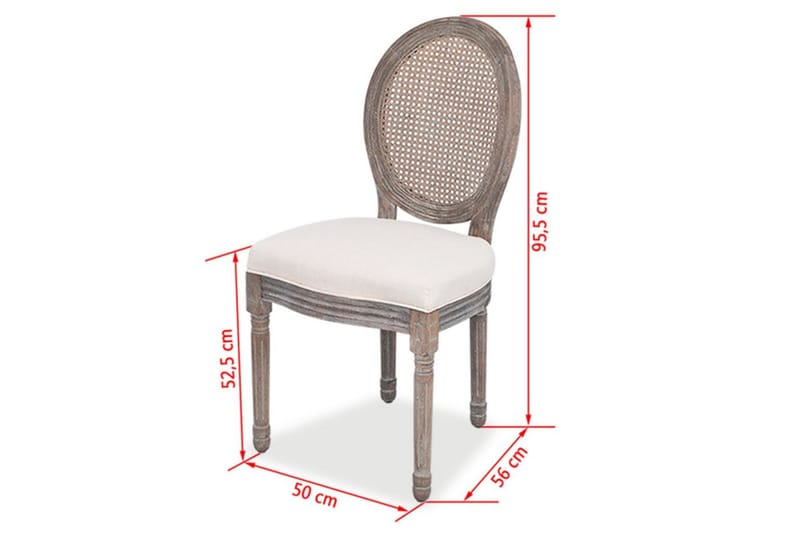 Spisebordsstole 6 Stk. Linned Og Rattan - Creme - Spisebordsstole & køkkenstole - Armstole