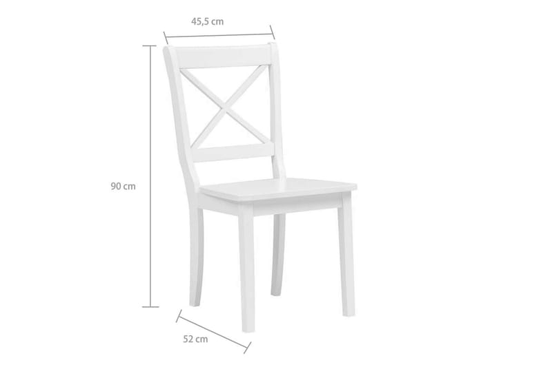 Spisebordsstole 6 Stk. Massivt Gummitræ Hvid - Hvid - Spisebordsstole & køkkenstole - Armstole