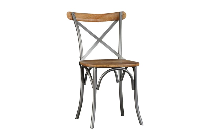 Spisebordsstole 6 Stk. Massivt Mangotræ Og Stål Krydsryglæn - Flerfarvet - Spisebordsstole & køkkenstole - Armstole