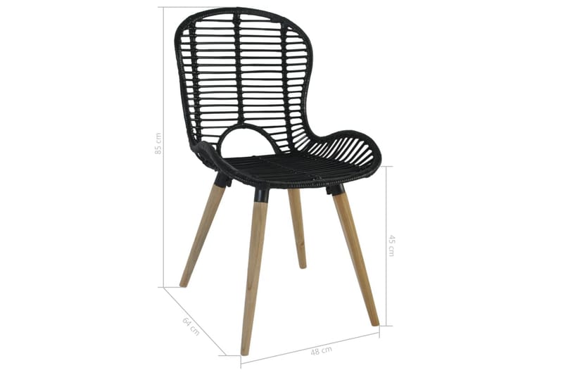 Spisebordsstole 6 Stk. Naturligt Rattan Sort - Sort - Møbler - Stole & lænestole - Armstole