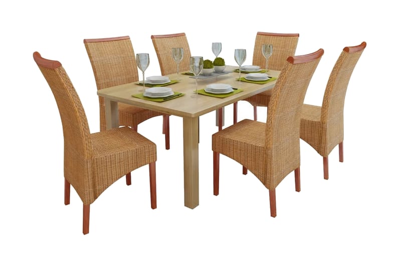 Spisebordsstole 6 Stk. Rattan Brun - Brun - Møbler - Stole & lænestole - Armstole