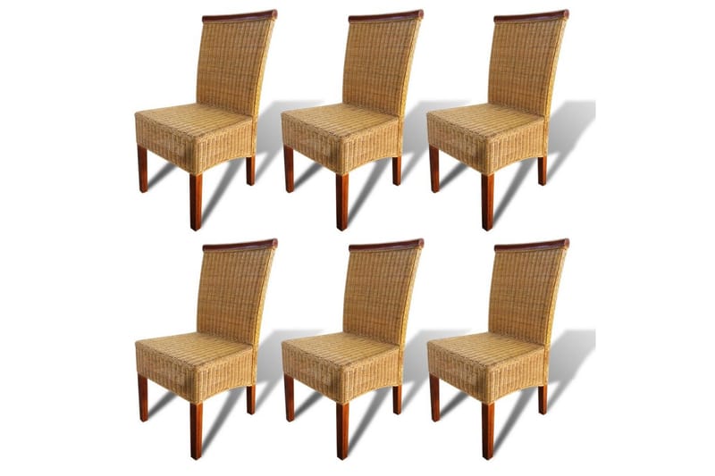 Spisebordsstole 6 Stk. Rattan Brun - Brun - Møbler - Stole & lænestole - Armstole