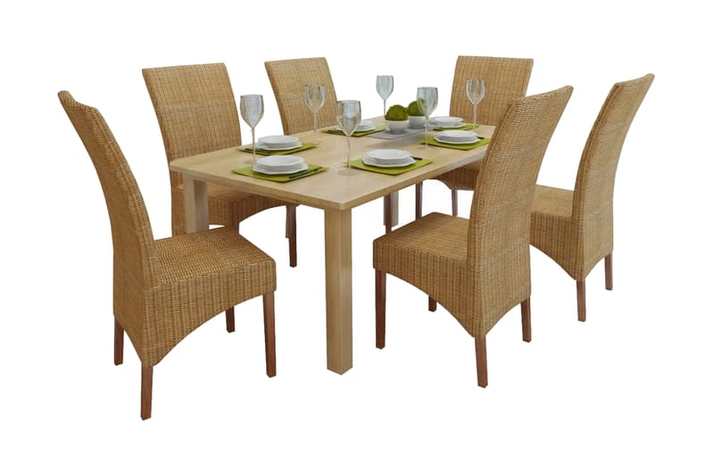 Spisebordsstole 6 Stk. Rattan Brun - Brun - Møbler - Stole & lænestole - Armstole