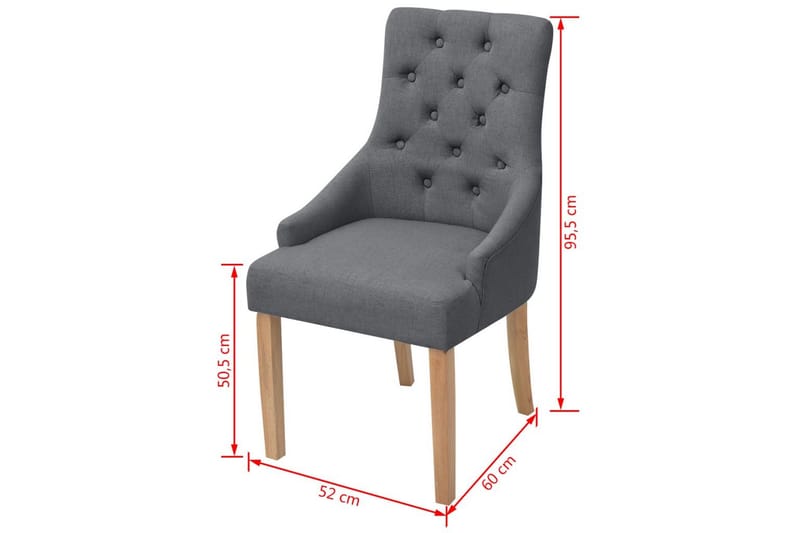 Spisebordsstole Egetræ 6 Stk. Stof Mørkegrå - Grå - Møbler - Stole & lænestole - Armstole