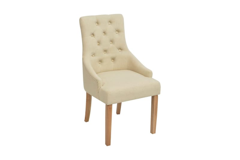 Spisebordsstole I Egetræ 2 Stk. Cremefarvet Stof - Creme - Møbler - Stole & lænestole - Armstole
