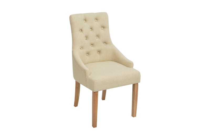 Spisebordsstole I Egetræ 2 Stk. Cremefarvet Stof - Creme - Spisebordsstole & køkkenstole - Armstole