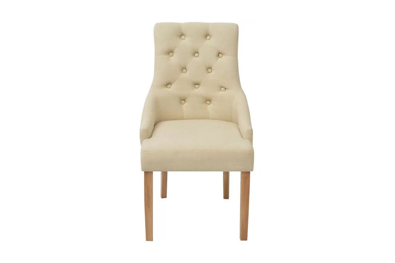 Spisebordsstole I Egetræ 2 Stk. Cremefarvet Stof - Creme - Møbler - Stole & lænestole - Armstole