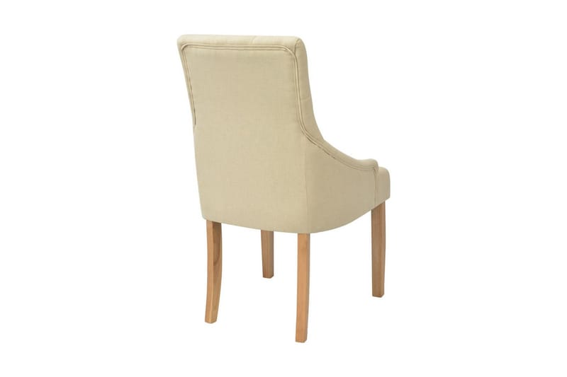 Spisebordsstole I Egetræ 2 Stk. Cremefarvet Stof - Creme - Spisebordsstole & køkkenstole - Armstole