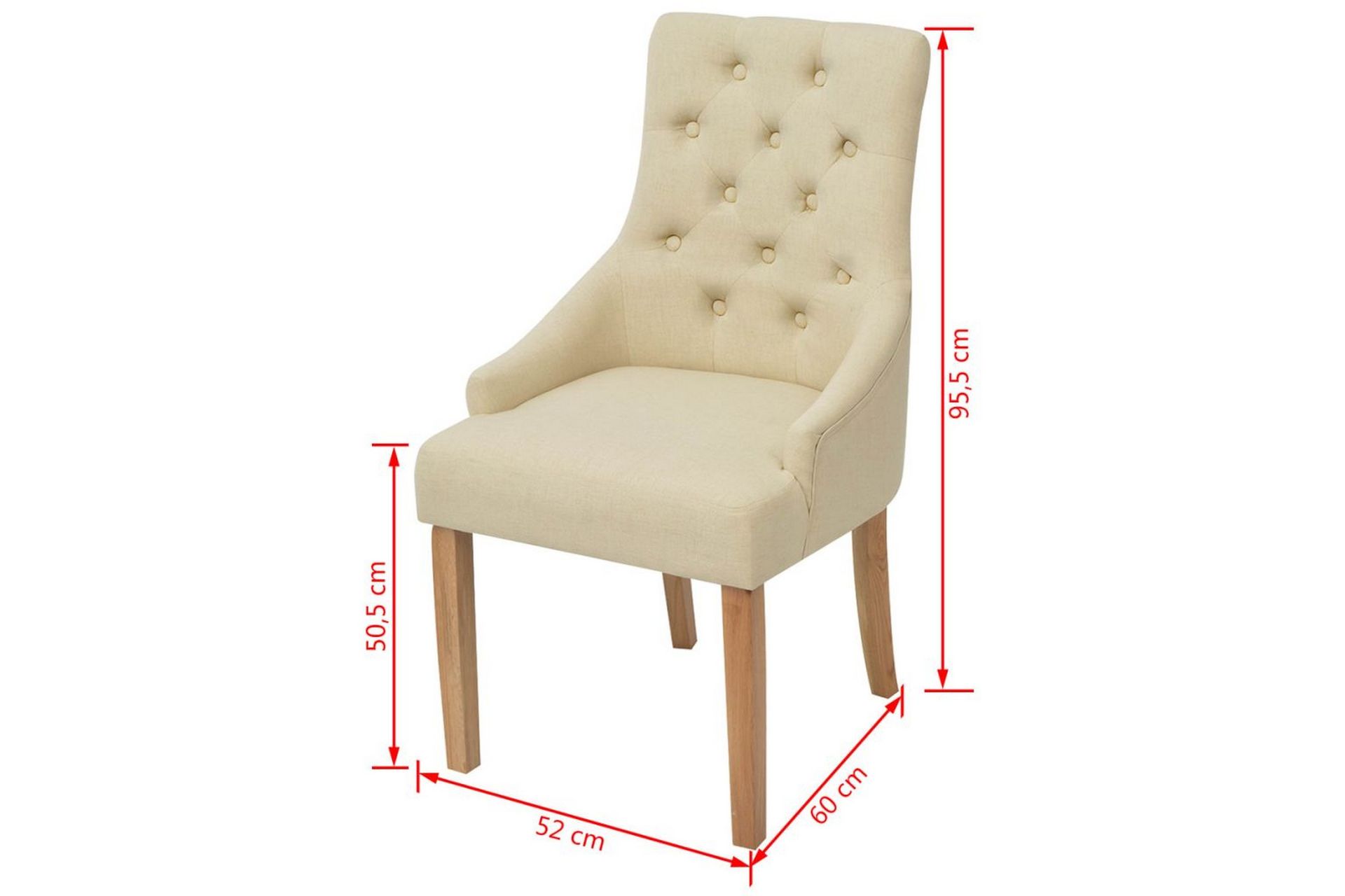 Spisebordsstole I Egetræ 2 Stk. Cremefarvet Stof - Creme - Møbler - Stole & lænestole - Armstole