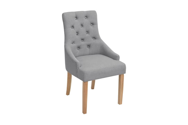 Spisebordsstole I Egetræ 2 Stk. Lysegrå Stof - Grå - Spisebordsstole & køkkenstole - Armstole