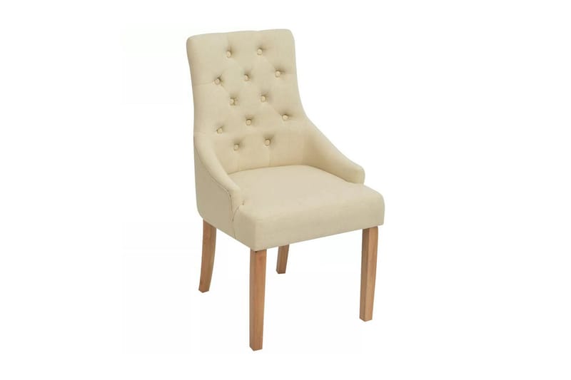 Spisebordsstole I Egetræ 6 Stk. Cremefarvet Stof - Creme - Spisebordsstole & køkkenstole - Armstole