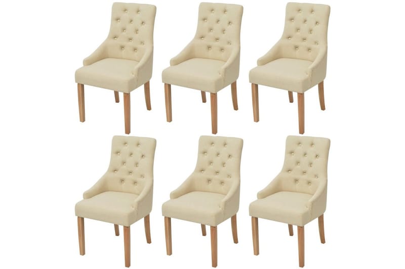 Spisebordsstole I Egetræ 6 Stk. Cremefarvet Stof - Creme - Møbler - Stole & lænestole - Armstole