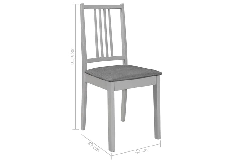 Spisebordsstole Med Hynder 4 Stk. Massivt Træ Grå - Grå - Spisebordsstole & køkkenstole - Armstole