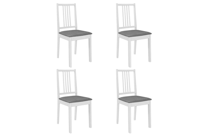 Spisebordsstole Med Hynder 4 Stk. Massivt Træ Hvid - Hvid - Møbler - Stole & lænestole - Armstole