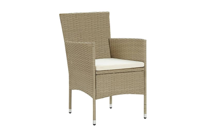 Spisebordsstole til haven 2 stk. polyrattan beige - Beige - Spisebordsstole & køkkenstole - Armstole
