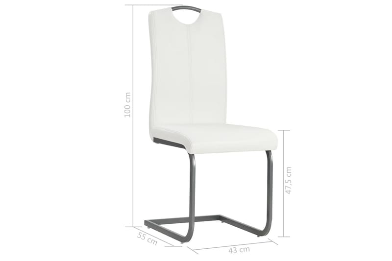 Spisebordstole 6 Stk. Kunstlæder 43 X 55 X 100 Cm Hvid - Hvid - Spisebordsstole & køkkenstole - Armstole