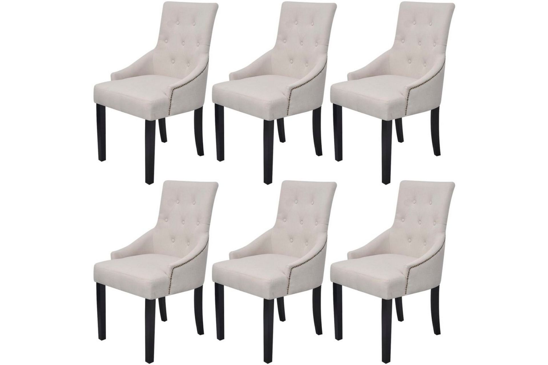 Spisestuestole 6 Stk. I Polyester, Cremefarvet - Creme - Møbler - Stole & lænestole - Armstole