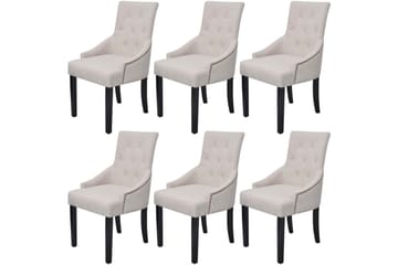 Spisestuestole 6 Stk. I Polyester, Cremefarvet - Creme - Møbler - Stole & lænestole - Armstole