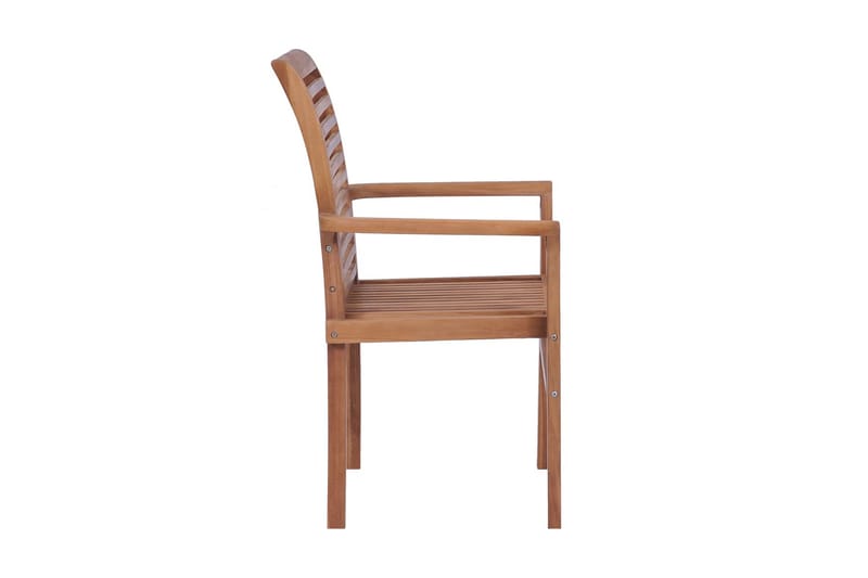 Stabelbare Spisebordsstole 2 Stk. Massivt Teak - Brun - Spisebordsstole & køkkenstole - Armstole