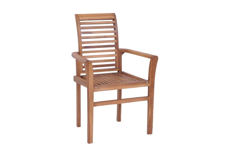Stabelbare Spisebordsstole 4 Stk. Massivt Teaktræ - Brun - Spisebordsstole & køkkenstole - Armstole