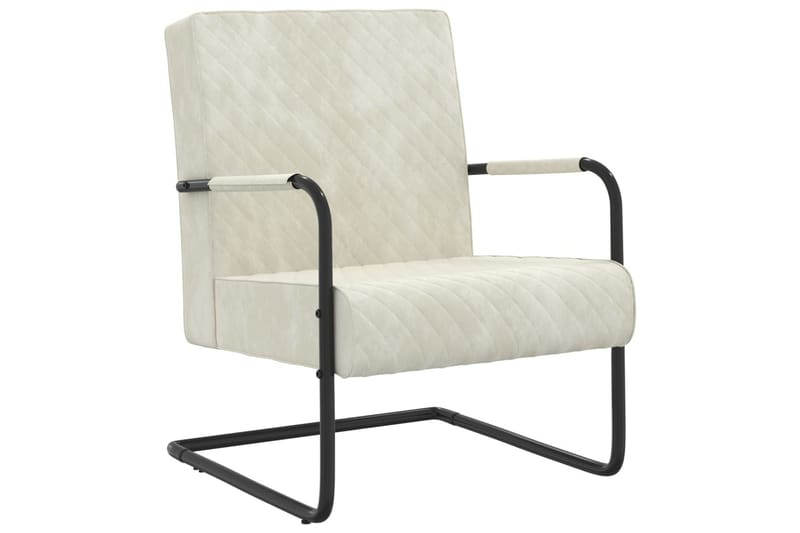 stol med cantilever fløjl cremehvid - Hvid - Spisebordsstole & køkkenstole - Armstole