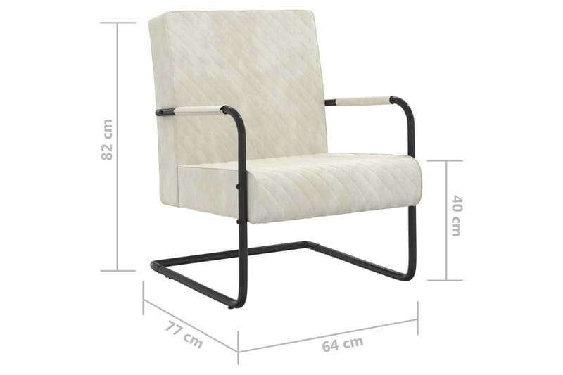 stol med cantilever fløjl cremehvid - Hvid - Spisebordsstole & køkkenstole - Armstole