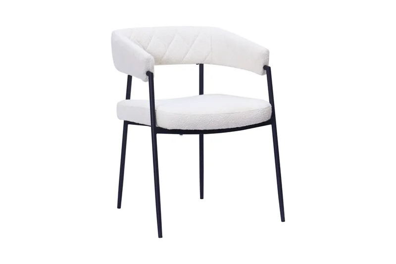 Ayana Spisestol med armlæn - Hvid bouclé / Metalben sort - Møbler - Stole & lænestole - Spisebordsstole & køkkenstole