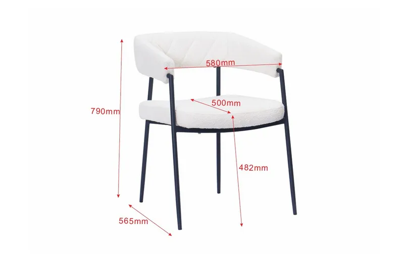 Ayana Spisestol med armlæn - Hvid bouclé / Metalben sort - Møbler - Stole & lænestole - Spisebordsstole & køkkenstole