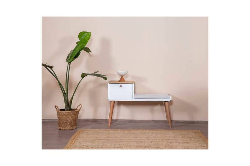 Bænk White / Eg - Hvid - Møbler - Stole & lænestole - Taburet & skammel