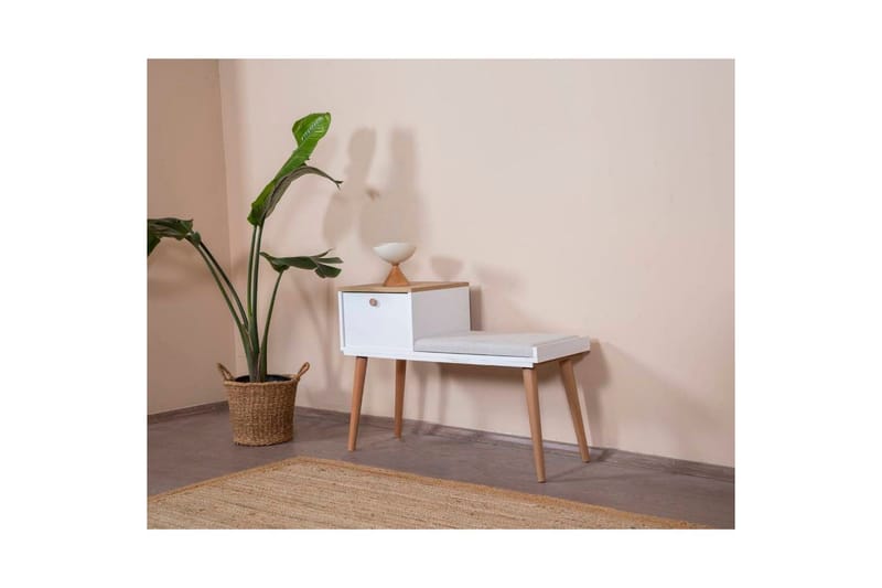 Bænk White / Eg - Hvid - Møbler - Stole & lænestole - Taburet & skammel
