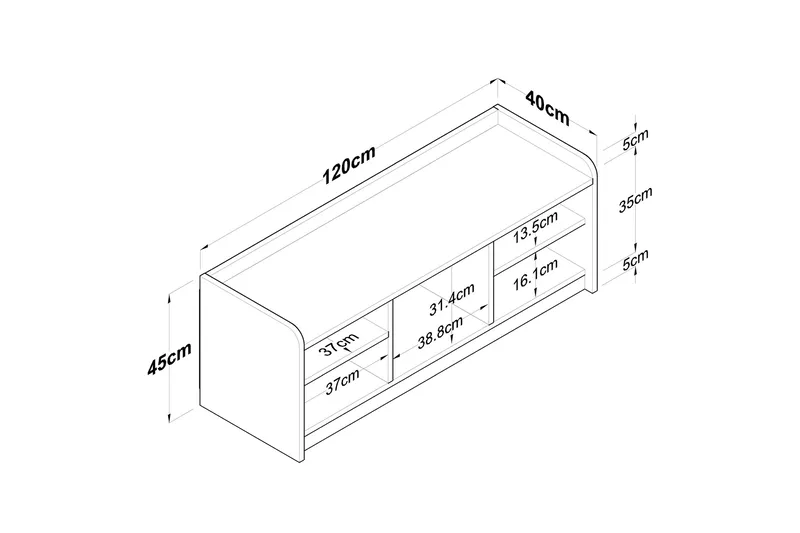 Caraway Skobænk 120x45 cm Hvid/Brun - Hanah Home - Møbler - Stole & lænestole - Bænke - Skohylde med bænk