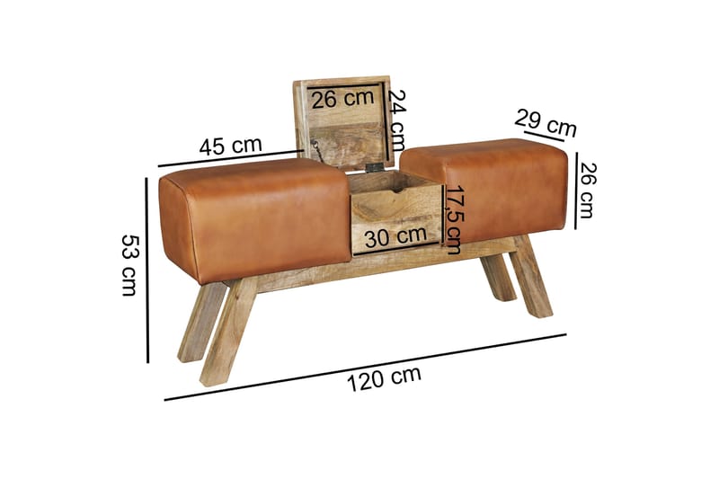 Adilyn Bænk - Brun - Entrébænk med opbevaring - Bænk med opbevaring - Opbevaringsbænk - Entrébænk - Bænke