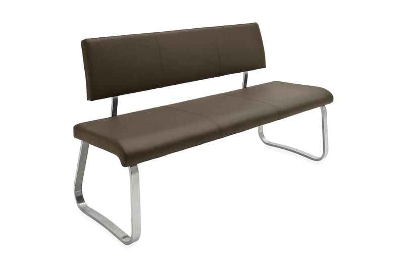 Arco Bænk 155cm Børstet Stål - Brun Læder - Møbler - Stole & lænestole - Bænke