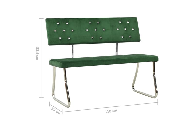 bænk 110 cm fløjl mørkegrøn - Grøn - Møbler - Stole & lænestole - Bænke
