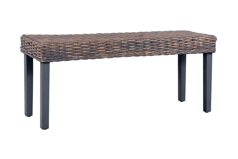 bænk 110 cm naturlig kubu-rattan massivt mangotræ grå - Grå - Møbler - Stole & lænestole - Bænke - Entrébænk