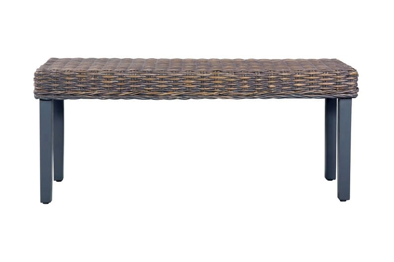 bænk 110 cm naturlig kubu-rattan massivt mangotræ grå - Grå - Møbler - Stole & lænestole - Bænke - Entrébænk