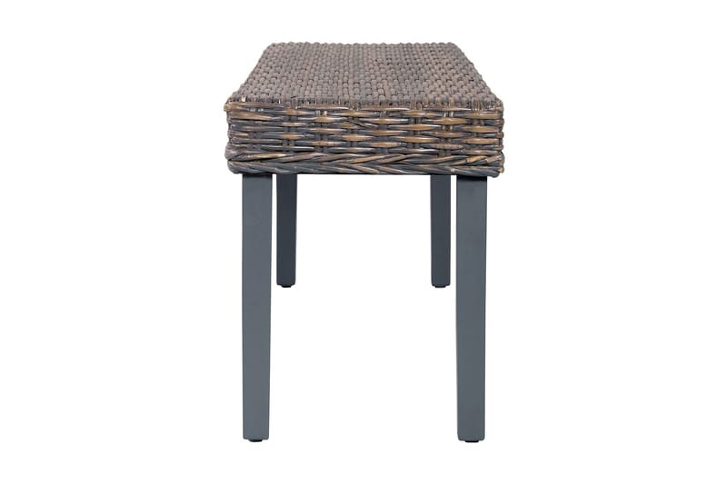 bænk 110 cm naturlig kubu-rattan massivt mangotræ grå - Grå - Møbler - Stole & lænestole - Bænke - Entrébænk
